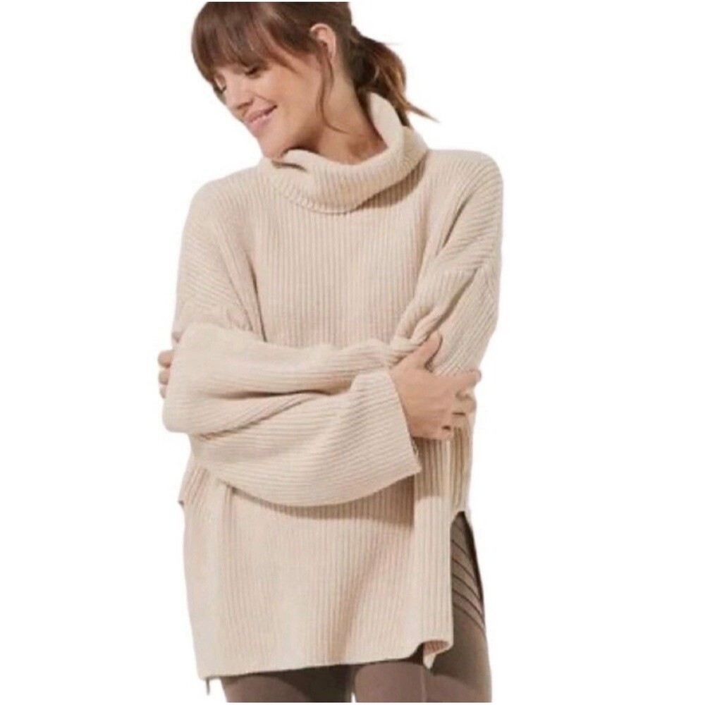 Pact Womens Medium Organic Cotton Cowl Neck Sweater Oversized Slouchy Tunic Flaw